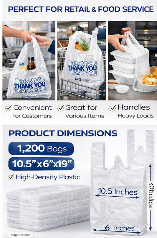 10.5 x 6 x 19 T-Shirt Bags — Case of 1,200
