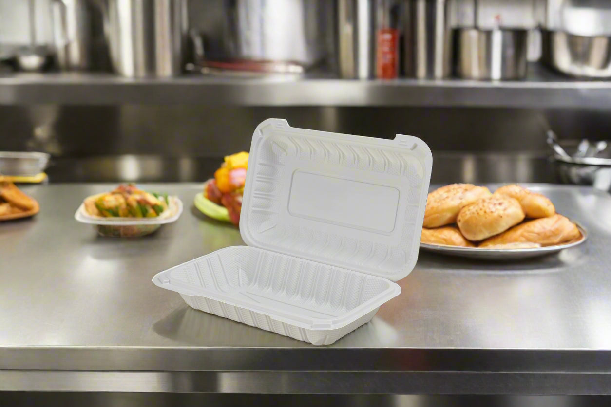 9x6 Single Compartment MFPP Clamshell Containers — Case of 200 | Microwave, Freezer Safe