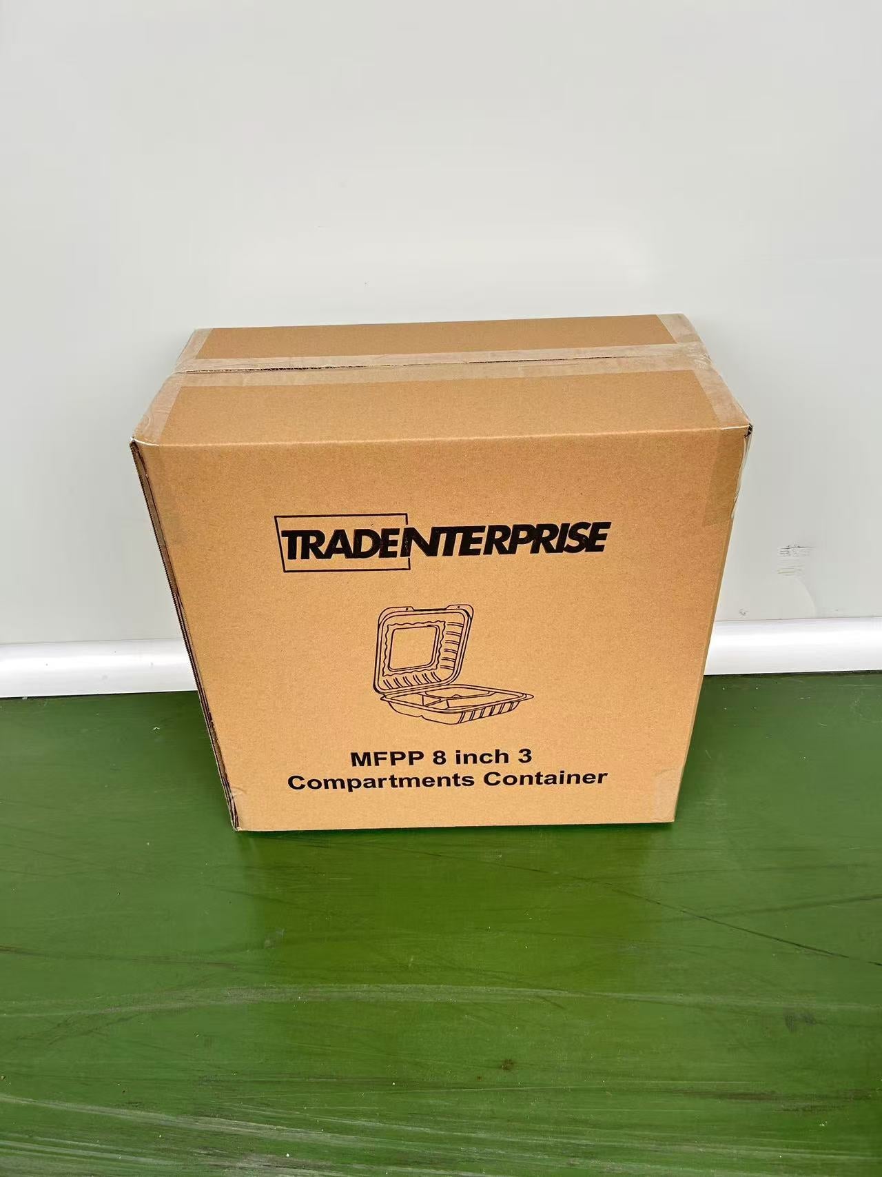 8x8 3-Compartment MFPP Clamshell Container — Case of 150