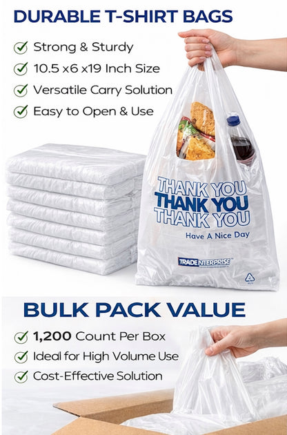10.5 x 6 x 19 T-Shirt Bags — Case of 1,200