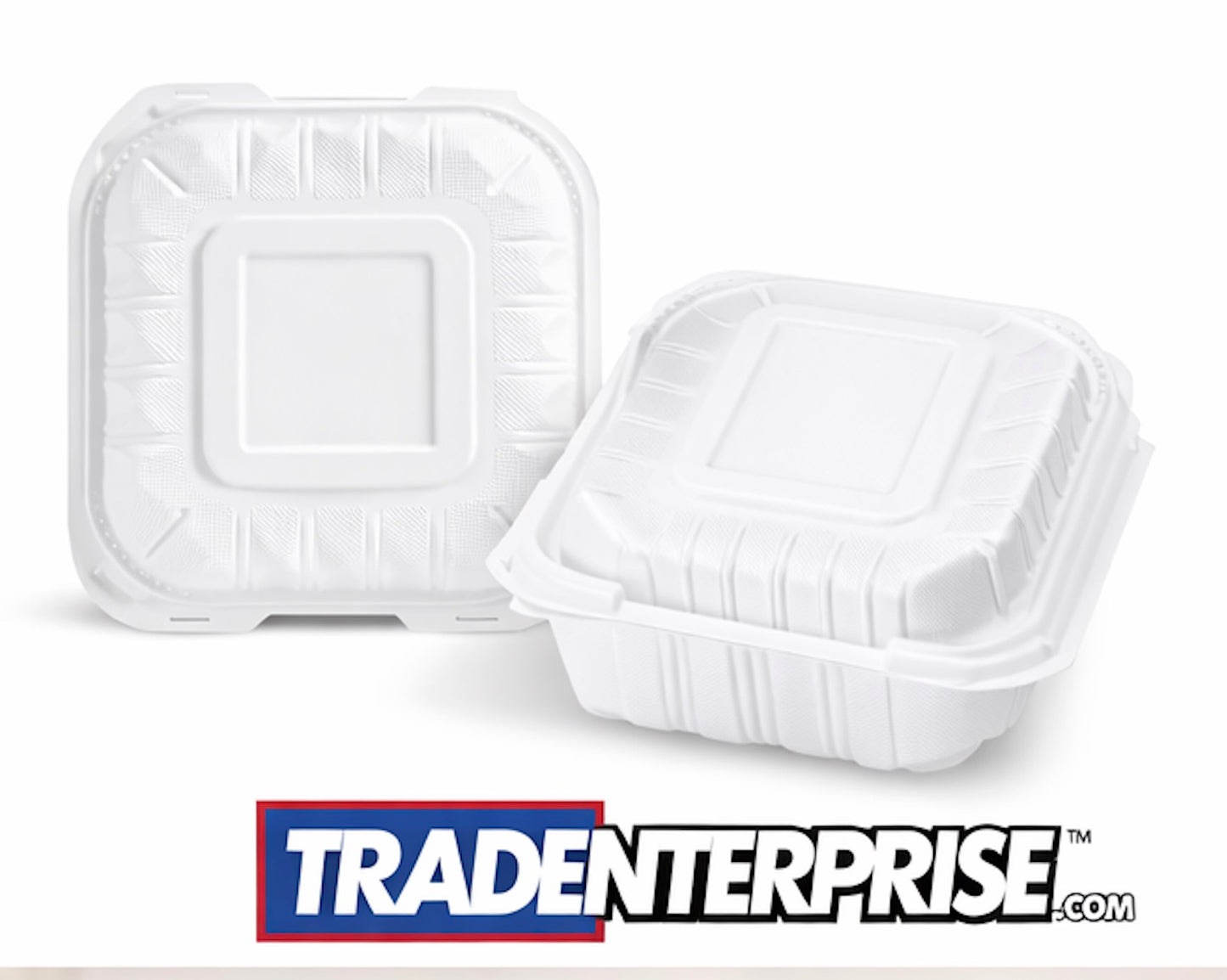 6x6 MFPP Clamshell Containers — Case of 250 | Microwave Safe
