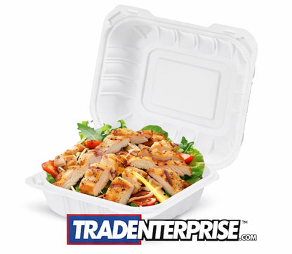 6x6 MFPP Clamshell Containers — Case of 250 | Microwave Safe