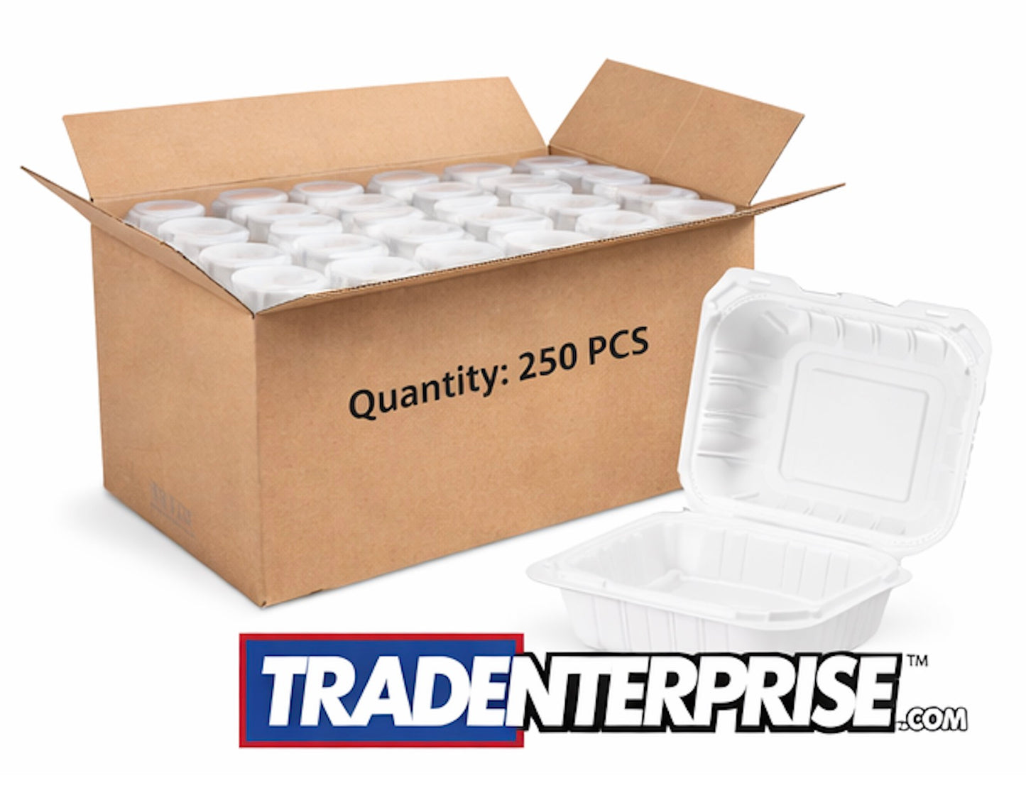 6x6 MFPP Clamshell Containers — Case of 250 | Microwave Safe