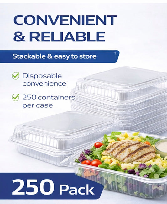 8x8 Clear BOPS Clamshell Containers — Case of 250