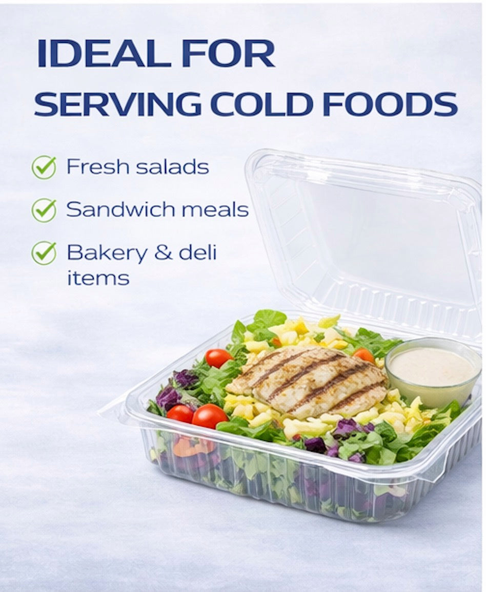 8x8 Clear BOPS Clamshell Containers — Case of 250