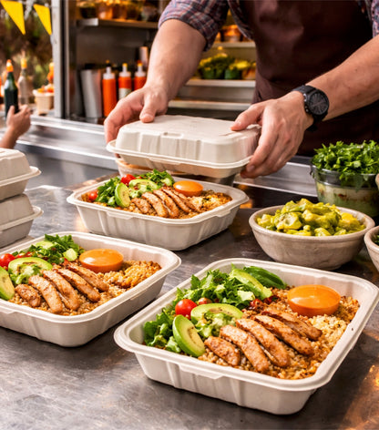 9x6 Single Compartment MFPP Clamshell Containers — Case of 200 | Microwave, Freezer Safe