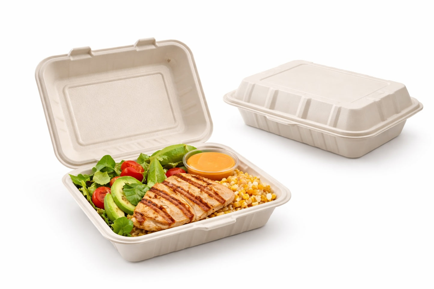 9x6 Single Compartment MFPP Clamshell Containers — Case of 200 | Microwave, Freezer Safe
