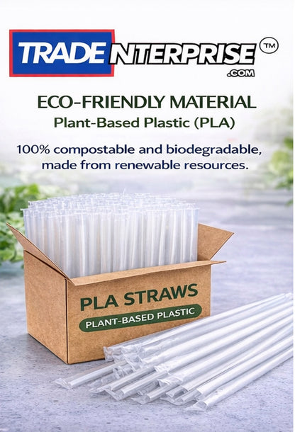 PLA Extra-Wide Straws — 9 Inch | ½ Inch Diameter | Case of 2,000