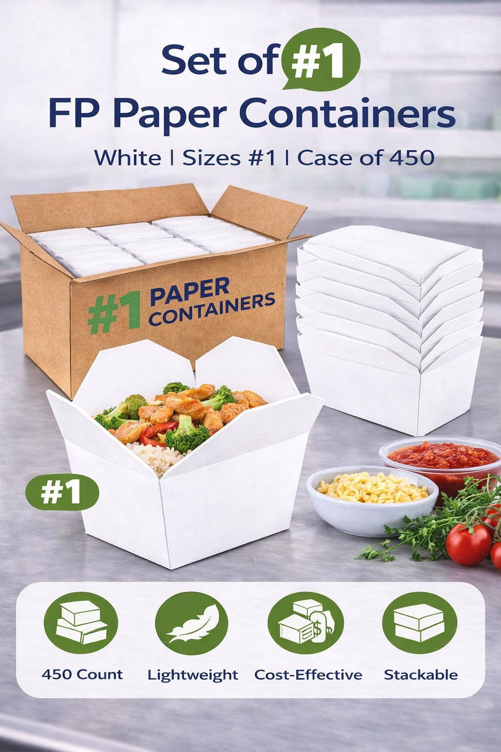 FP Paper Containers — White | Size #1 | Case of 450