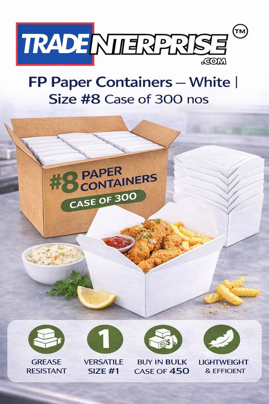 FP Paper Containers — White | Size #8 Case of 300