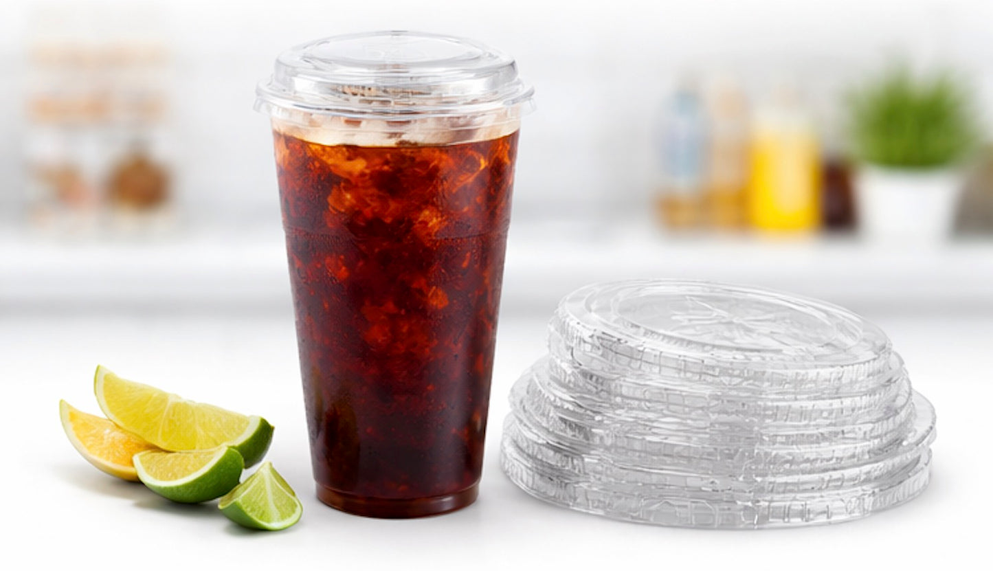 90mm Flat Lids for 24 oz Drink Cups — Case of 1,000